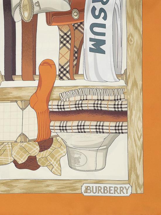  버버리 머플러/스카프 실크 풀라드 스카프 펌킨오렌지 - BURBERRY