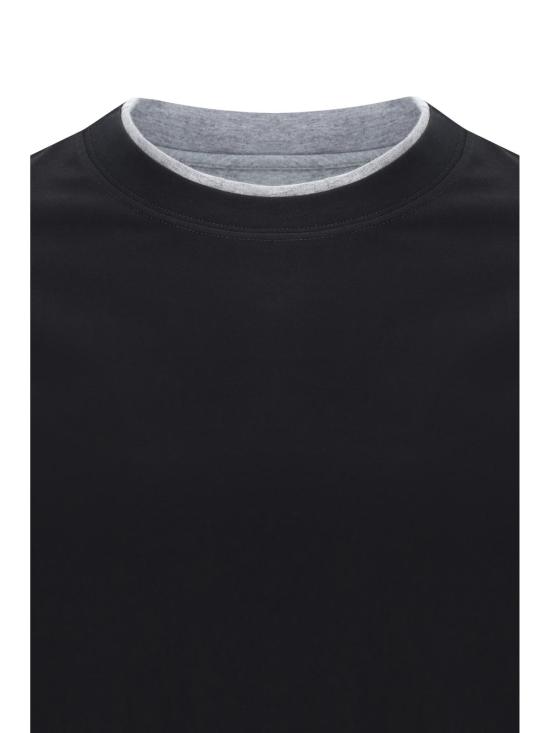  브루넬로 쿠치넬리 반팔 티셔츠 티셔츠 블랙 - BRUNELLO CUCINELLI