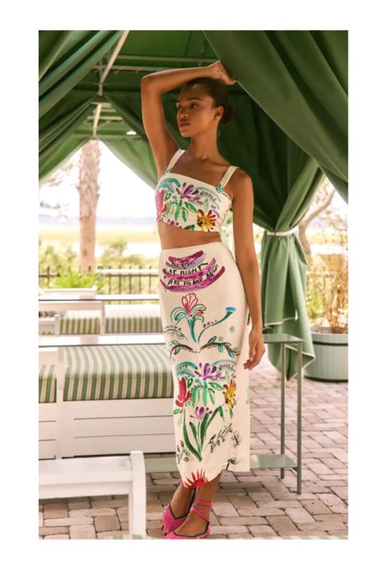  헌터 벨 롱 스커트 린 스커트, 애니버서리 프린트 멀티컬러 - HUNTER BELL