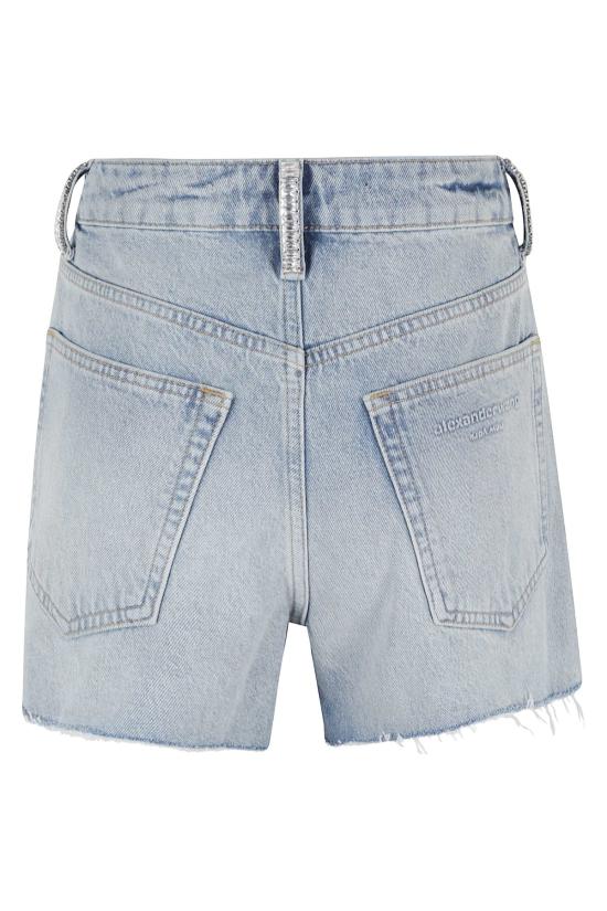  알렉산더 왕 숏팬츠 미드라이즈 릴렉스드 쇼츠 (크리스탈 벨트 루프 장식) - ALEXANDER WANG