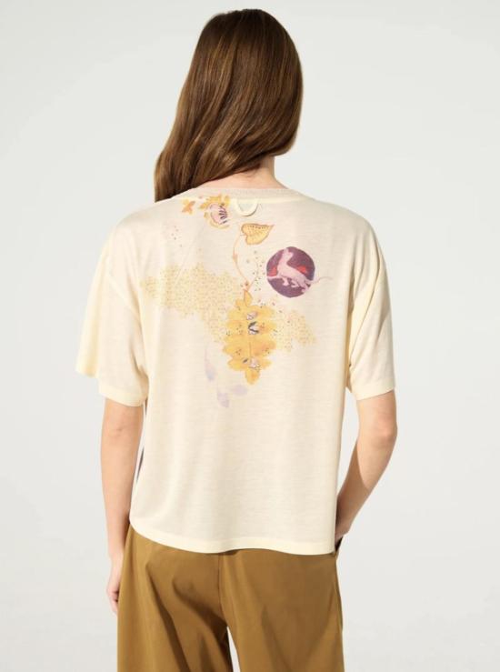  Cotélac 반팔 티셔츠 코텔락 루즈핏 주름 화이트 프린트 티셔츠 탑 - OTHER BRANDS