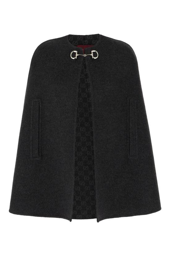 26SS 구찌 홀스빗 실크 울 케이프 852796ZAQW0 1179 Antracite