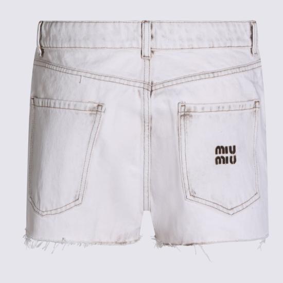  미우미우 숏팬츠 코튼 쇼츠 화이트 - MIU MIU