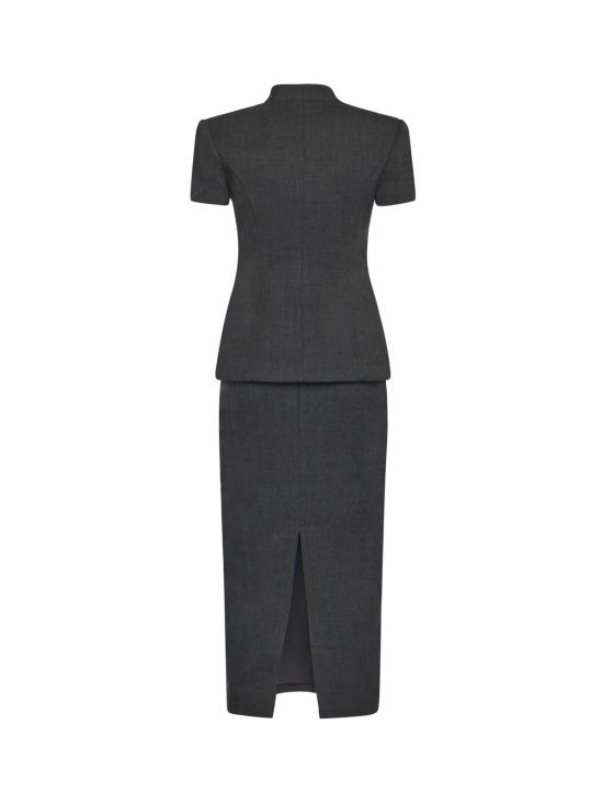  셀프 포트레이트 미디 원피스 미디 드레스 (꽃무늬 디테일, 회색) - SELF PORTRAIT