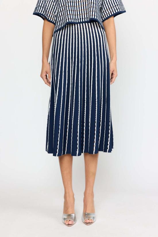  크리스티 린 미디 스커트 콜튼 스커트 핀스트라이프 네이비 - CHRISTY LYNN