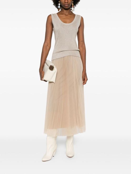  파비아나 필리피 민소매 티셔츠 Fabiana Filippi 탱크탑 아이보리 - FABIANA FILIPPI