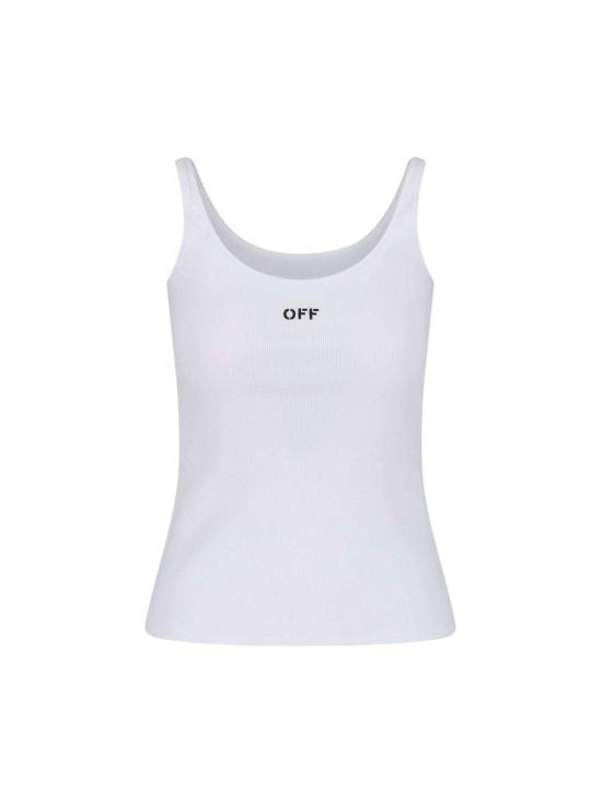  오프화이트 민소매 티셔츠 로고 탱크탑 화이트