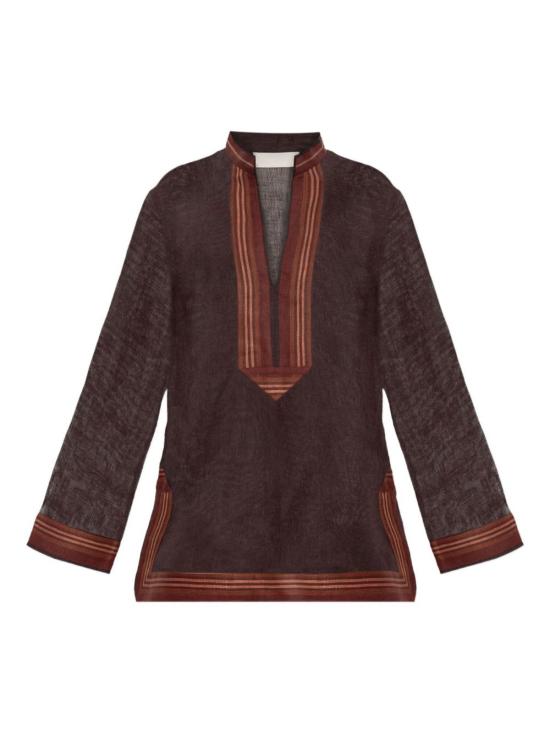  토리버치 튜닉 토리 버치 린넨 스트라이프  드레스 브라운