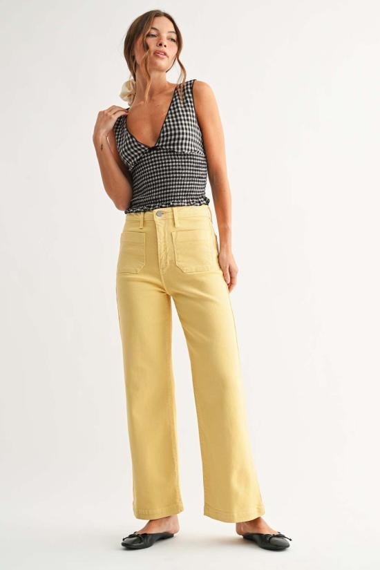  저스트 블랙 데님 데님 팬츠 세일러 포켓 와이드 레그 - JUST BLACK DENIM