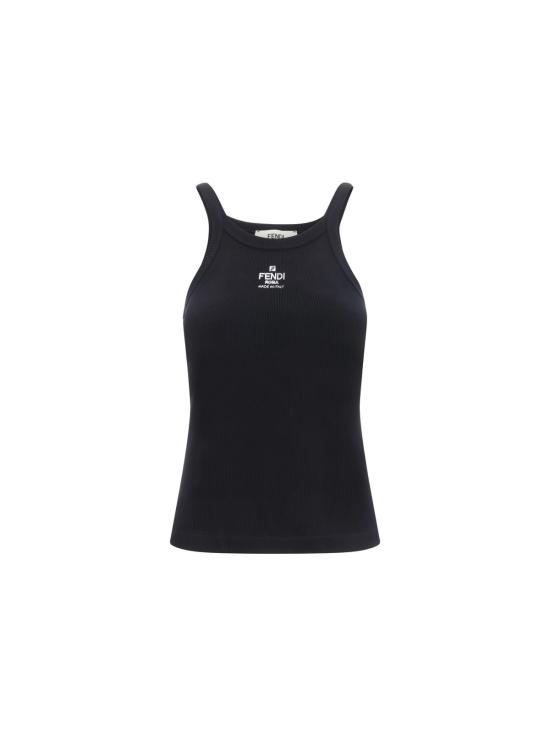  펜디 민소매 티셔츠 탑 블랙