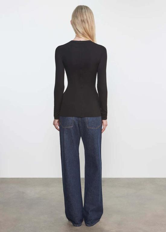  엔자 코스타 긴팔 티셔츠 립 볼드 롱슬리브 U 탑 - ENZA COSTA