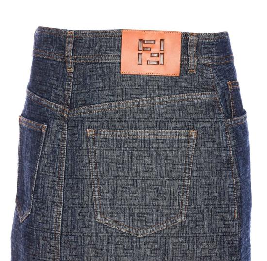  펜디 데님 스커트 FF 모티브  블루 - FENDI