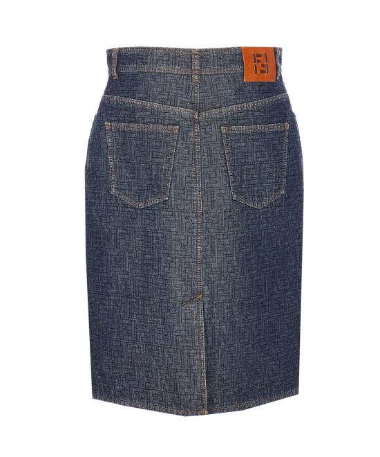  펜디 데님 스커트 FF 모티브  블루 - FENDI