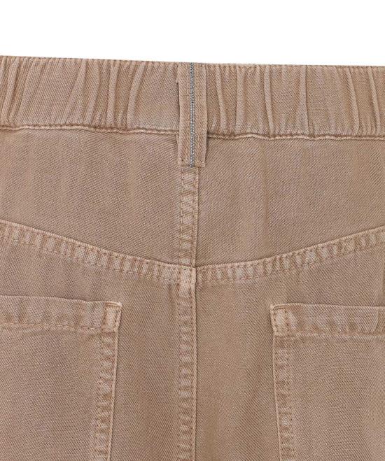  브루넬로 쿠치넬리 스트레이트 팬츠 컨템포러리 가먼트 다이드 코튼 앤 린넨 팬츠 베이지 - BRUNELLO CUCINELLI