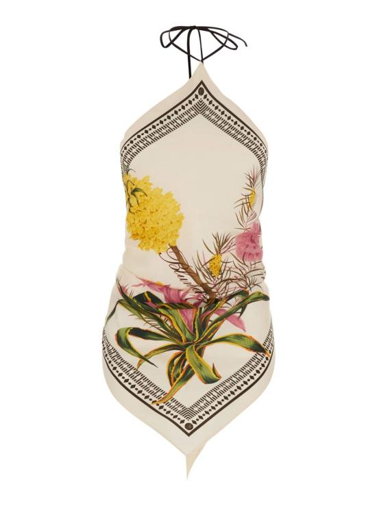  블루마린 민소매 티셔츠 올오버 플로럴 노트 탑 멀티컬러