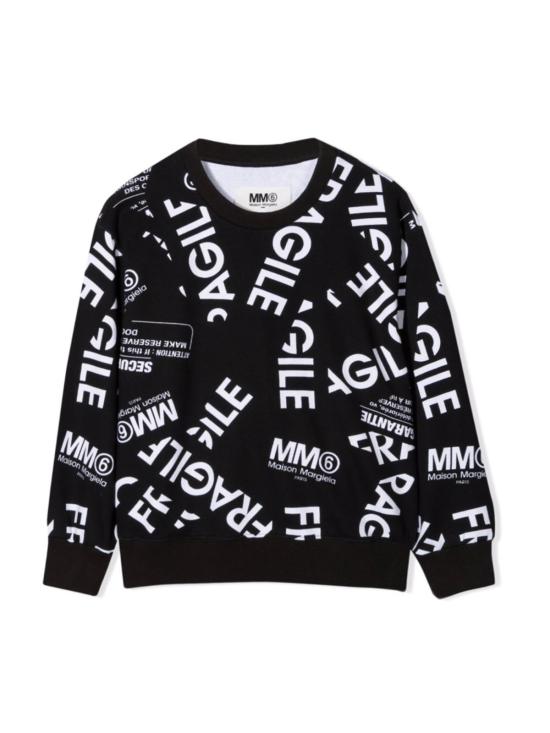  [키즈] MM6 메종마르지엘라 풀오버 키즈 Mm6 Maison Margiela Felpa 스웨트셔츠 블랙 - MM6 MAISON MARGIELA