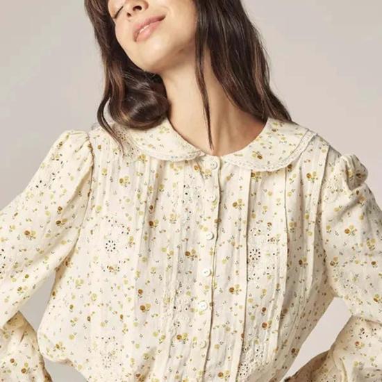  아멘테 블라우스 피터팬 셔츠 탑 - AMENTE