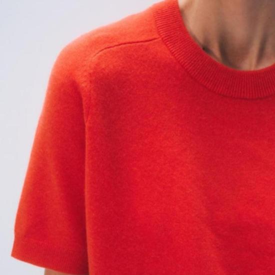  화이트 워렌 반팔 티셔츠 화이트 + 워렌 캐시미어 릴렉스드 티셔츠 포피 레드 - WHITE + WARREN