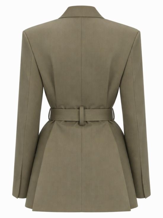  빅토리아 베컴 수트 자켓 테일러드 블레이저 (벨트 포함, 그린) - VICTORIA BECKHAM