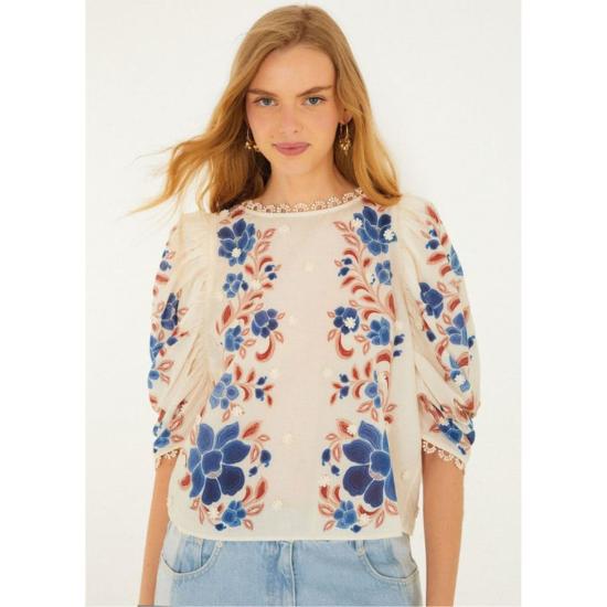  팜 리오 블라우스 레나타 플로럴 샌드  레나타 플로럴 샌드 - FARM RIO