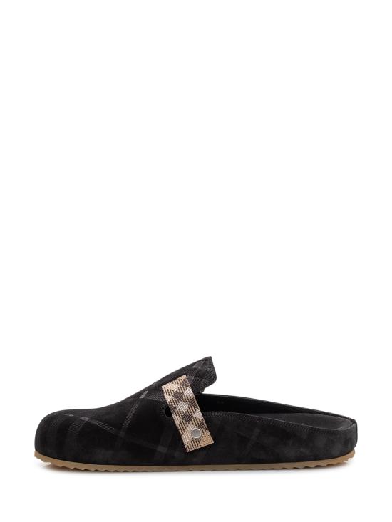 26SS 버버리 체크 스웨이드 얼친 클로그 8113394 A1189 BLACK - BURBERRY