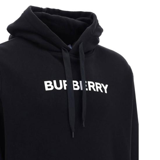  버버리 긴팔 티셔츠 앤스델 후드 로고 스웨트셔츠 블랙 - BURBERRY