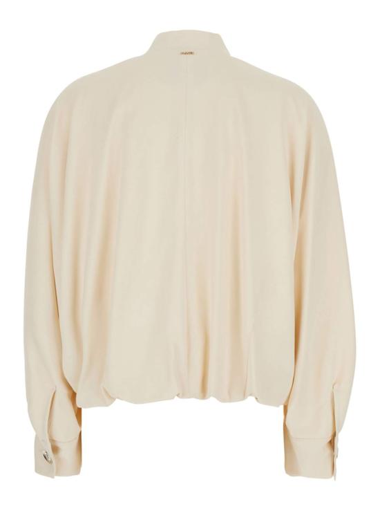  트윈셋 봄버 자켓 러플과 로고 패치가 있는  재킷 (화이트) - TWINSET