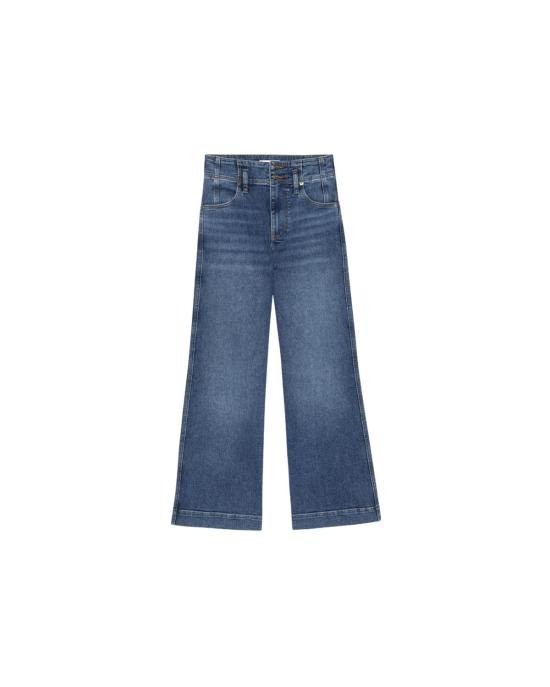  프레임 데님 팬츠 솔기 와이드 레그 팬츠 크롭 진 자선 행사