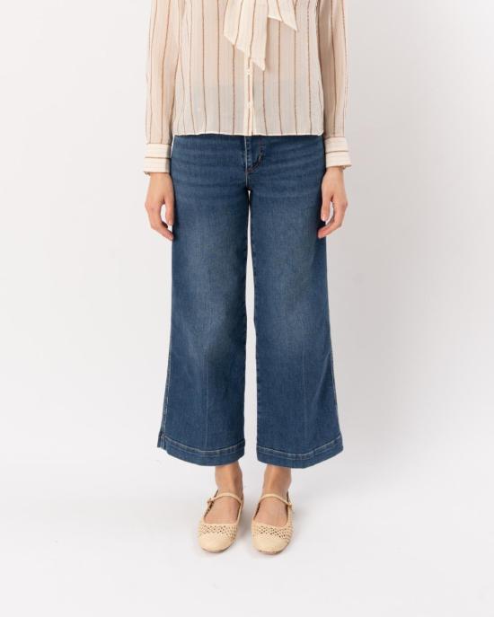  프레임 데님 팬츠 솔기 와이드 레그 팬츠 크롭 진 자선 행사 - FRAME