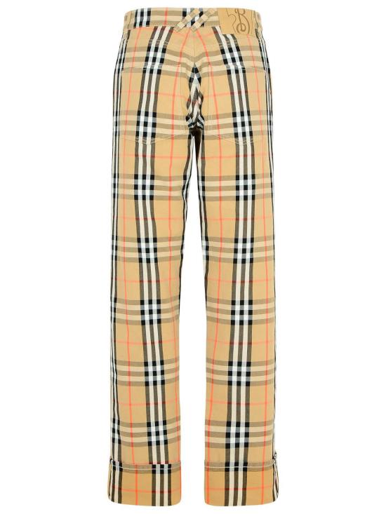  버버리 스트레이트 팬츠 체크 베이지 코튼  샌디프체크 - BURBERRY