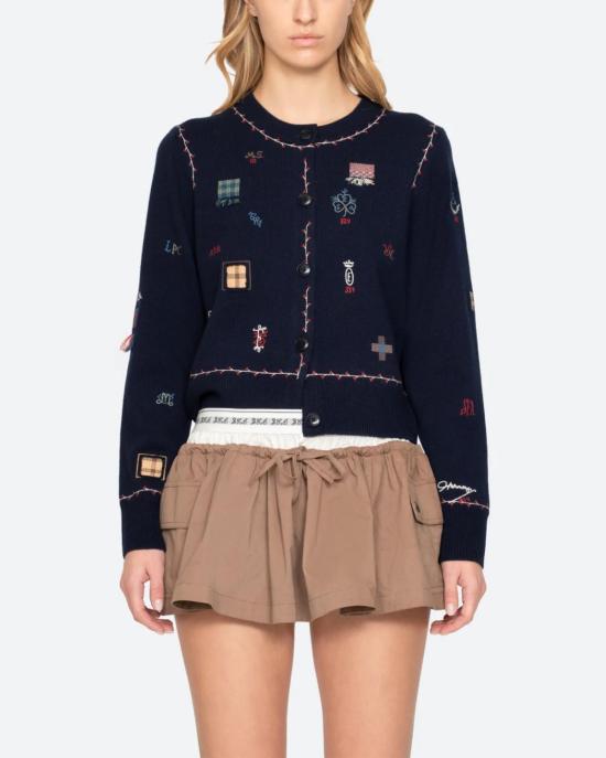  씨뉴욕 가디건 Sea Ny Claira 자수 니트 카디건 네이비 - SEA NY