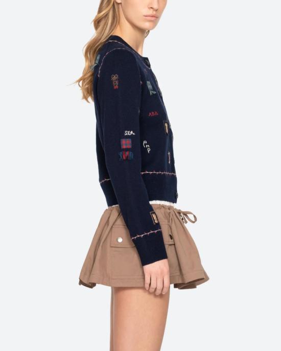  씨뉴욕 가디건 Sea Ny Claira 자수 니트 카디건 네이비 - SEA NY