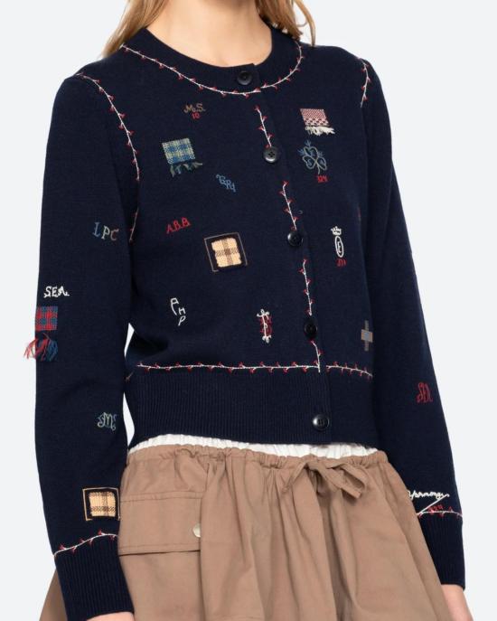  씨뉴욕 가디건 Sea Ny Claira 자수 니트 카디건 네이비 - SEA NY