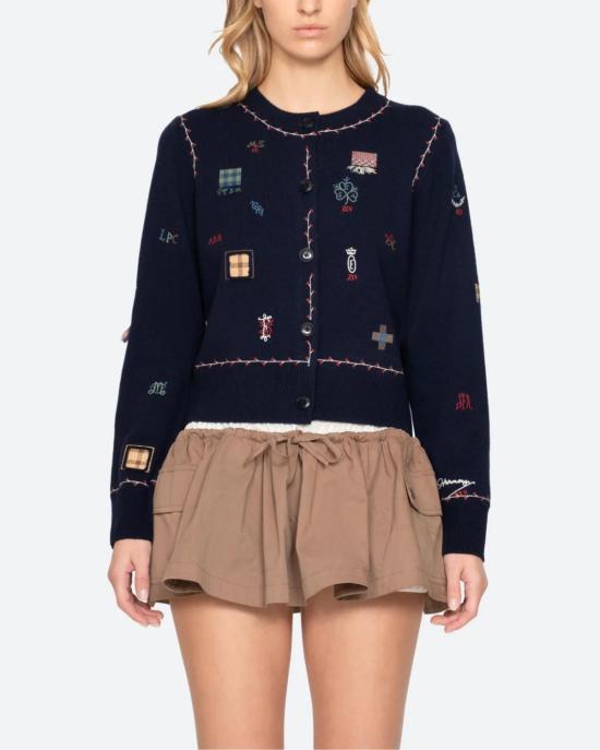  씨뉴욕 가디건 Sea Ny Claira 자수 니트 카디건 네이비