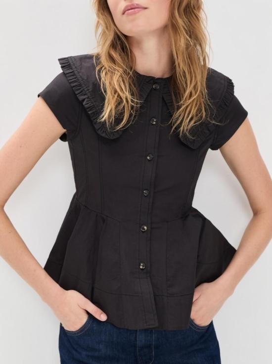  가니 블라우스 코튼 피터팬 칼라 셔츠