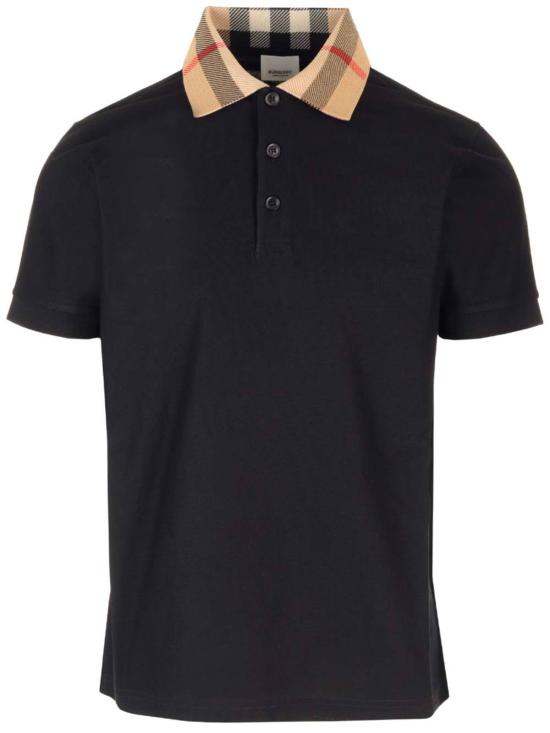  버버리 폴로 티셔츠 블랙 코튼 폴로 셔츠 (블랙/뉴트럴)