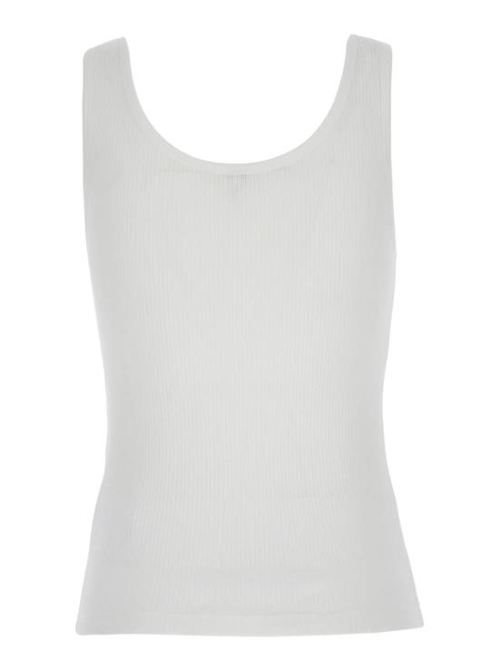  끌로에 민소매 티셔츠 로고 자수 코튼 탑 화이트 - CHLOE