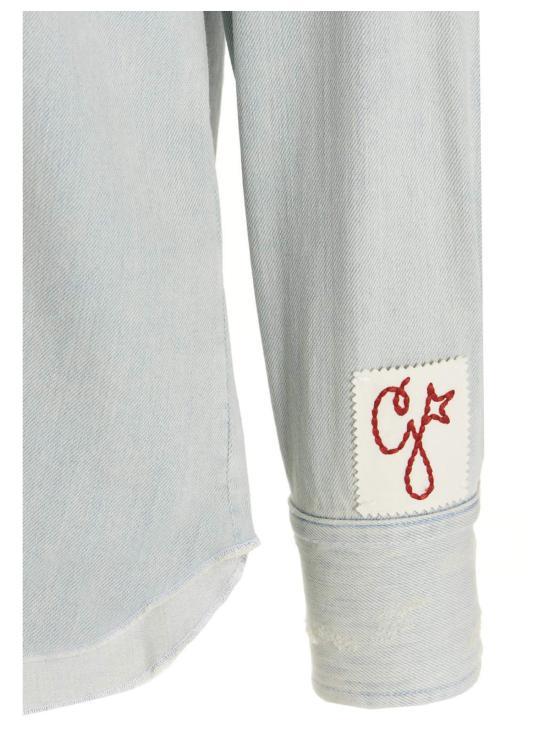  골든구스 데님 팬츠 골든 구스 블리치드 데님 셔츠 블루 - GOLDEN GOOSE