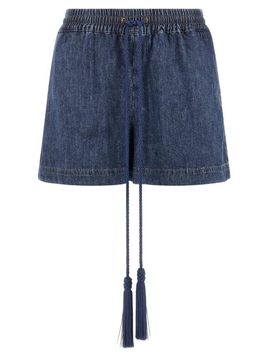  발렌티노 가라바니 데님 숏팬츠 V골드 쇼츠 블루