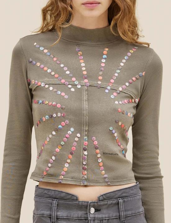  에크하우스 라타 블라우스 Eckhaus Latta 랩 베이비 터틀넥 탑