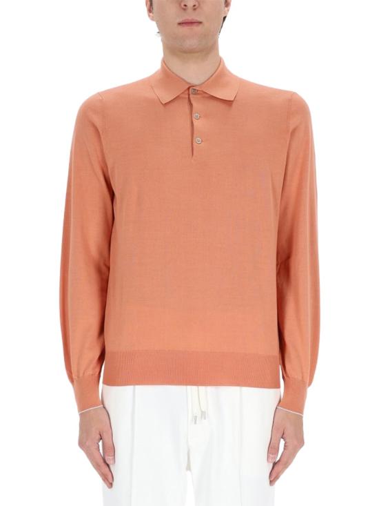 26SS 브루넬로 쿠치넬리 니트 폴로 셔츠 M29800135 CBI26 ORANGE - BRUNELLO CUCINELLI