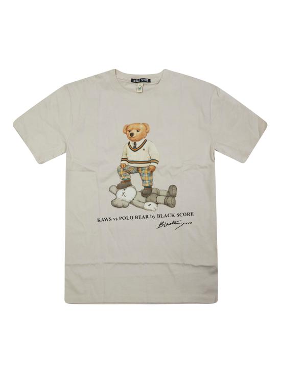 26SS 블랙 스코어 반팔 티셔츠 POLOVKAWSBONE BEIGE