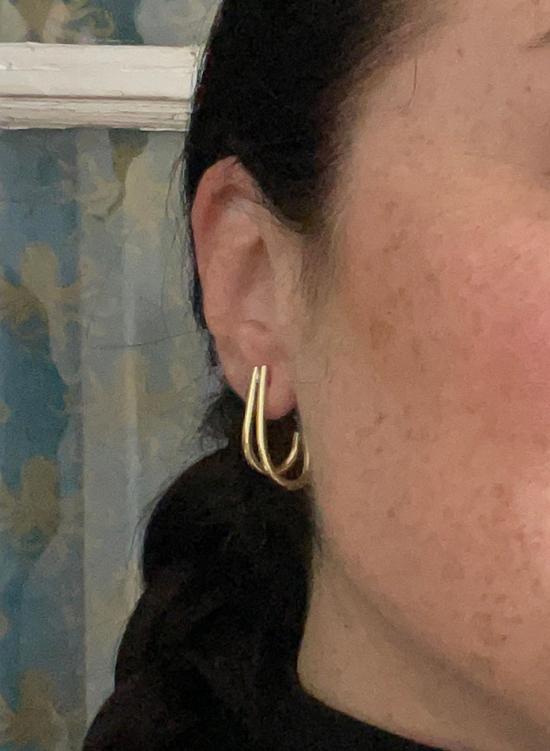  라인 앤 레이블 이어링 라인앤라벨 더블 후크 후프 - LINE & LABEL