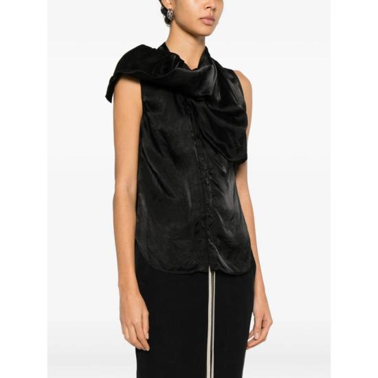  릭 오웬스 민소매 티셔츠 드레이프드 슬리브리스 탑 블랙 - RICK OWENS