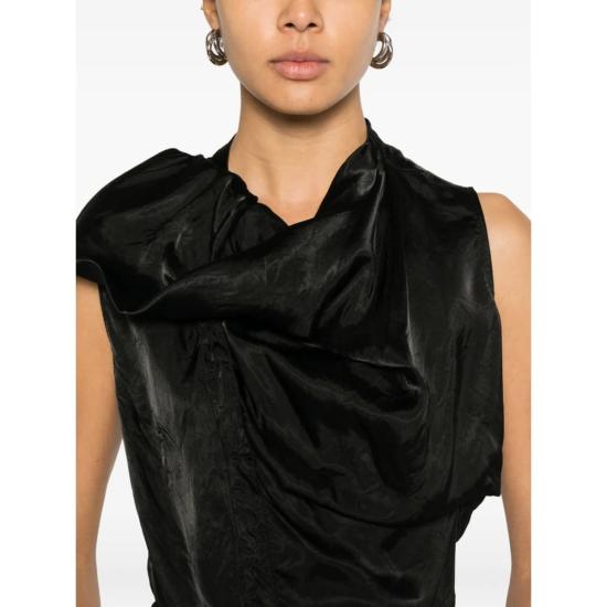  릭 오웬스 민소매 티셔츠 드레이프드 슬리브리스 탑 블랙 - RICK OWENS