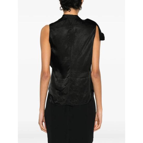  릭 오웬스 민소매 티셔츠 드레이프드 슬리브리스 탑 블랙 - RICK OWENS