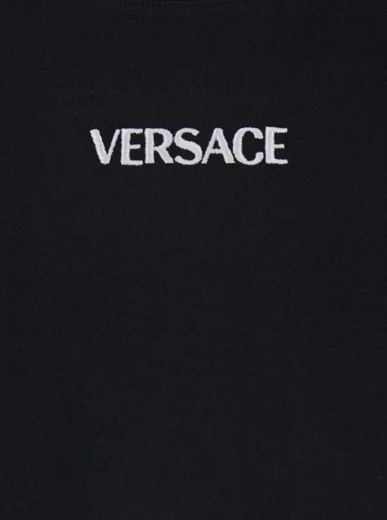  베르사체 반팔 티셔츠 레터링 로고 티셔츠 블랙 - VERSACE