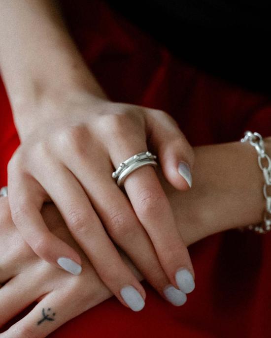  클래식 디자인스 반지 웨이브 & 도트 듀오 링 세트 - CKLASIC DESIGNS