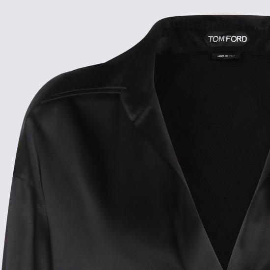 톰포드 반팔 티셔츠 톰 포드 실크 폴로 셔츠 블랙 - TOMFORD