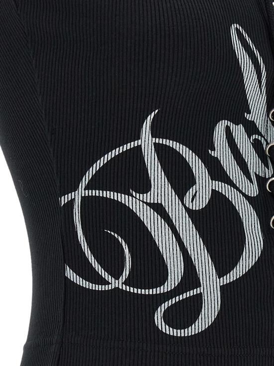  발렌시아가 블라우스 레이스업 탑 블랙 - BALENCIAGA